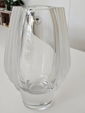 Bombay Crystal Art Deco Glass Vase 10” Poland Frosted Vintage Decorative